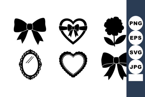 Download Decorative Bows Hearts Flowers Vector - Decor Collection