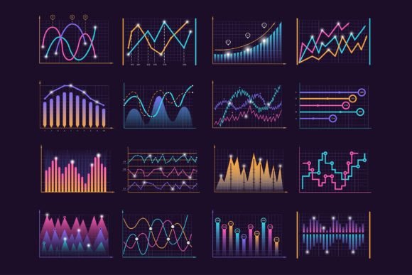 Download Line Charts Curves. Vector Growth - Curves Collection