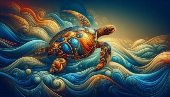 Download Abstract Turtle, Golden Sea Curves - Premium Resources