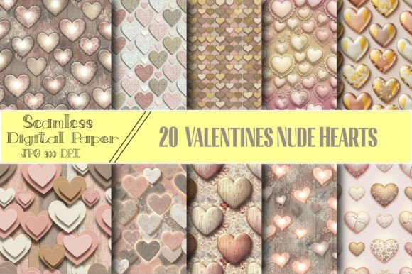 Download Valentines Nude Hearts Digital Papers - Nude hearts Collection