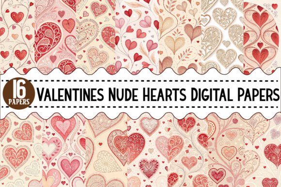 Download Valentines Nude Hearts Digital Papers - Nude hearts Collection