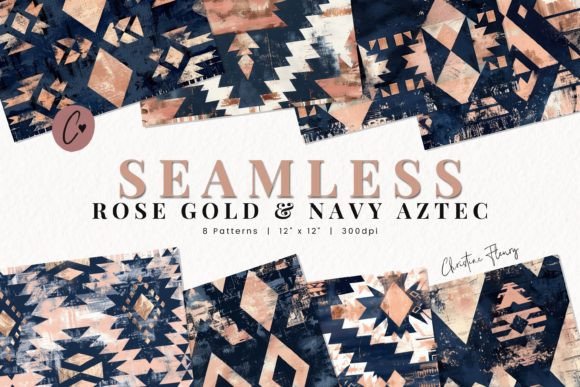 Download Seamless Rose Gold Aztec Digital Paper - Rose gold Collection