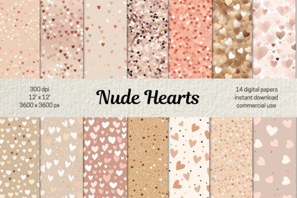Download Valentines Nude Hearts Digital Papers - Nude hearts Collection