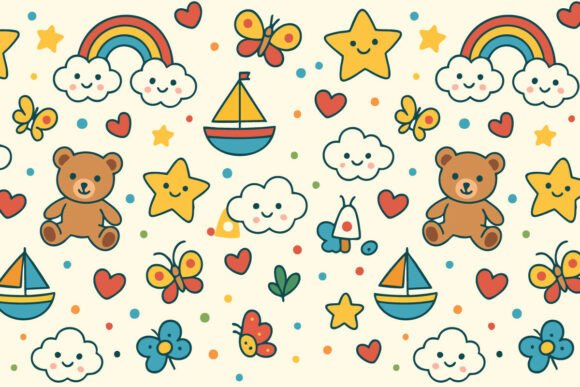 Download Cute Kids Pattern with Teddy Bear - Kids pattern Collection
