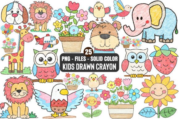 Download Kids Drawn Crayon Clipart Bundle - Crayon clipart Collection