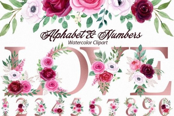 Download Rose Gold Floral Alphabet, Numbers, Png - Premium Resources